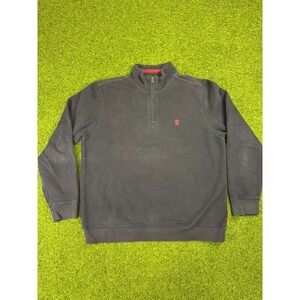 Izod Advantage Performance Sweatshirt Mens Large Black Fleece Lined Quarter Zip